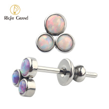 Right Grand ASTM F136 Titanium Body Jewelry Piercing Custom Color Opal Earring Stud